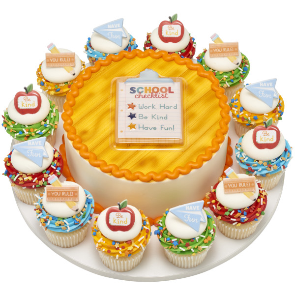 School Rules Icons Cupcake Rings