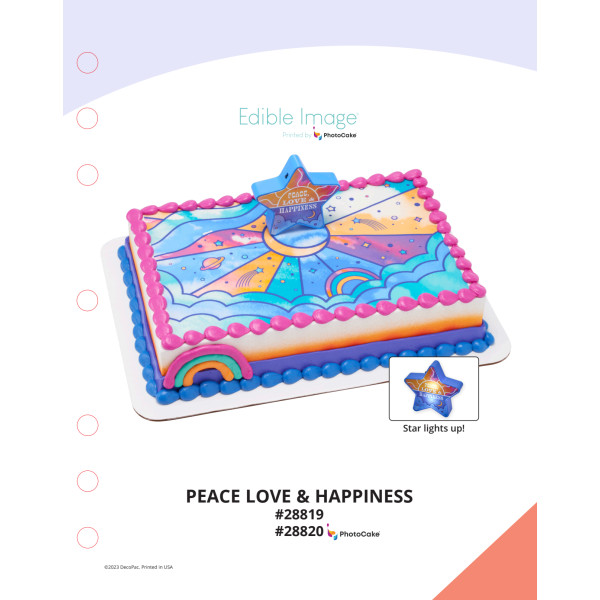 Peace Love & Happiness The Magic of Cakes® PhotoCake® Enhanced Background Page