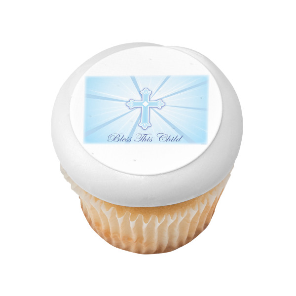 Bless This Child Blue PhotoCake® Edible Image®