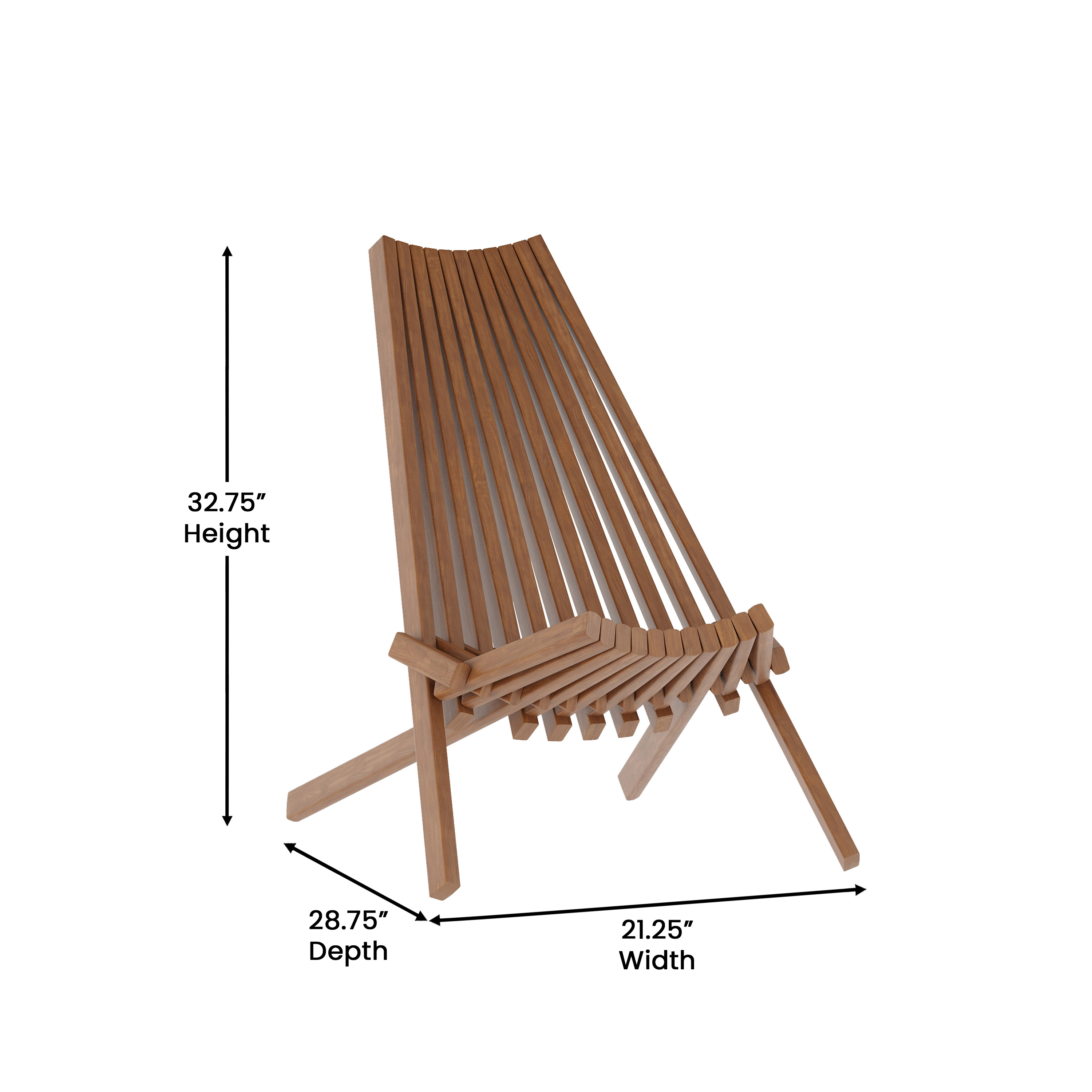 Duhram Black Folding Chair for Indoor/Outdoor Use with Acacia Wood Low Profil... - Picture 16 of 21