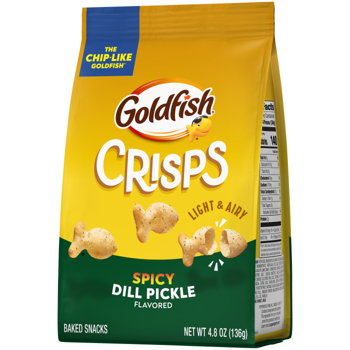 Goldfish® Spicy Dill Pickle Baked Snacks, 4.8 oz, bag - Right Angle Image