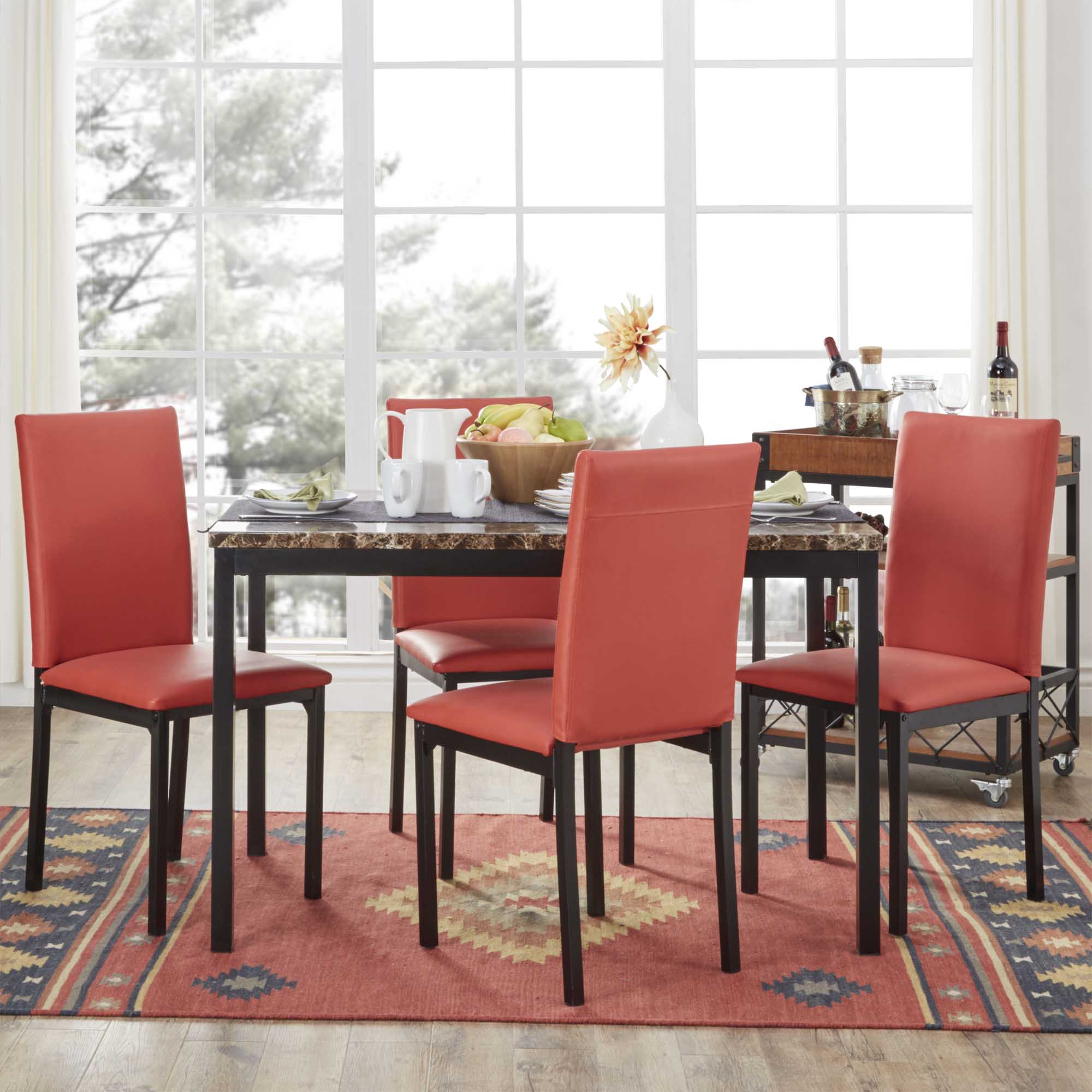 Faux Marble Top 5-Piece Dining Set