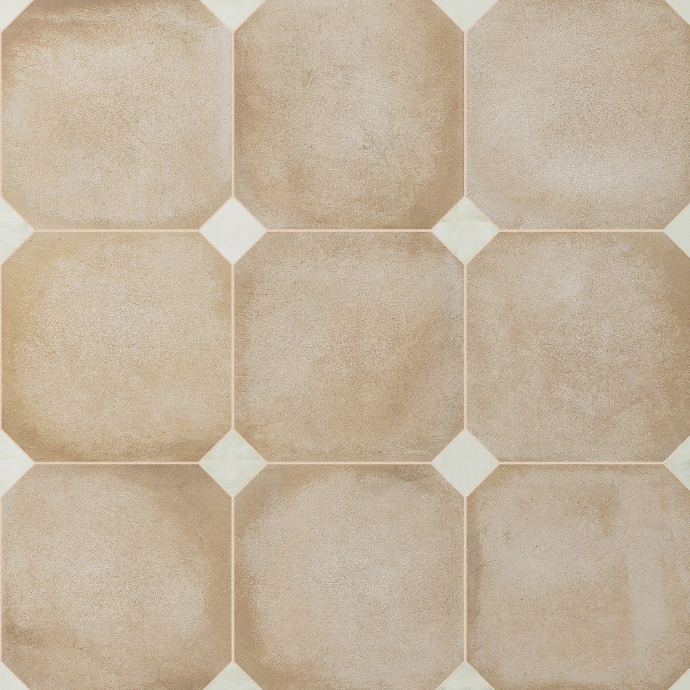 Laverton Octagon Beige with Taco Nieve 7-7/8 in. x 7-7/8 in. Porcelain Floor and Wall Tile