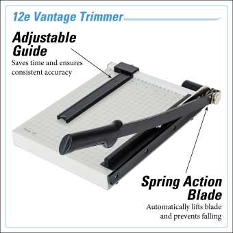 Dahle Vantage® 12e Trimmer InfoGraphic - Adjustable Guide