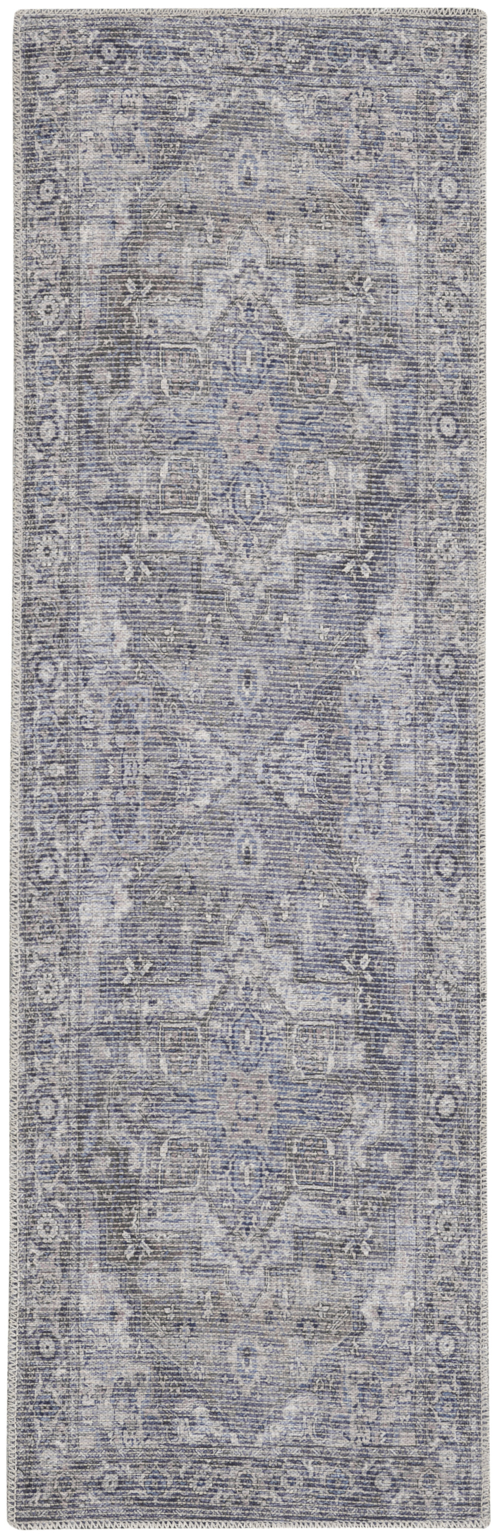 Nourison New Concept Washables 2' x 6' Grey Vintage Indoor Rug