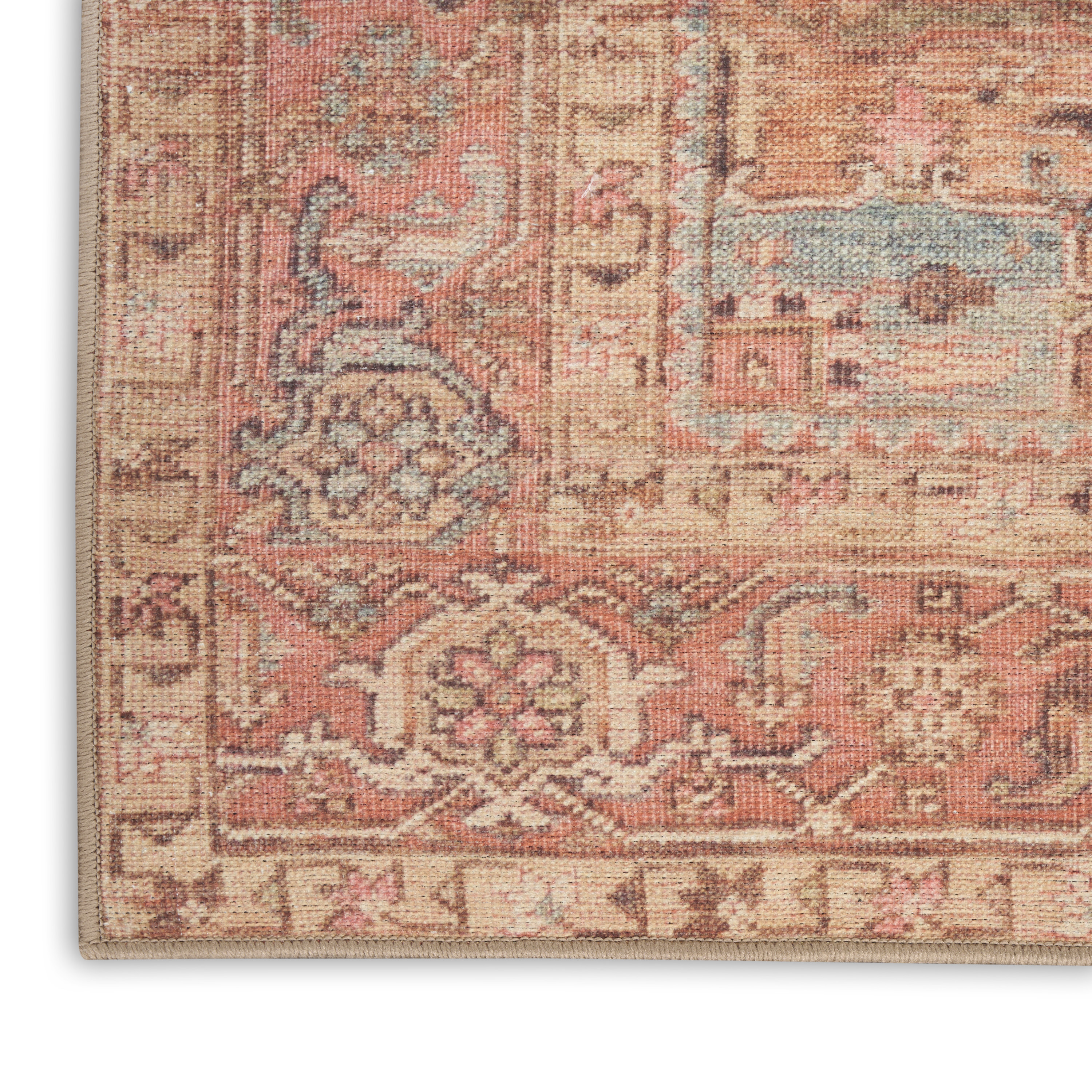 Nourison Vintage Washables 9'10" x 13'2" Coral Multicolor Vintage Indoor Rug