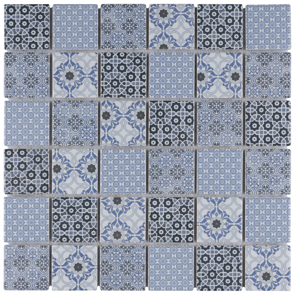Classico 2″ Square Blue 11-3/4 in. x 11-3/4 in. Porcelain Mosaic Tile