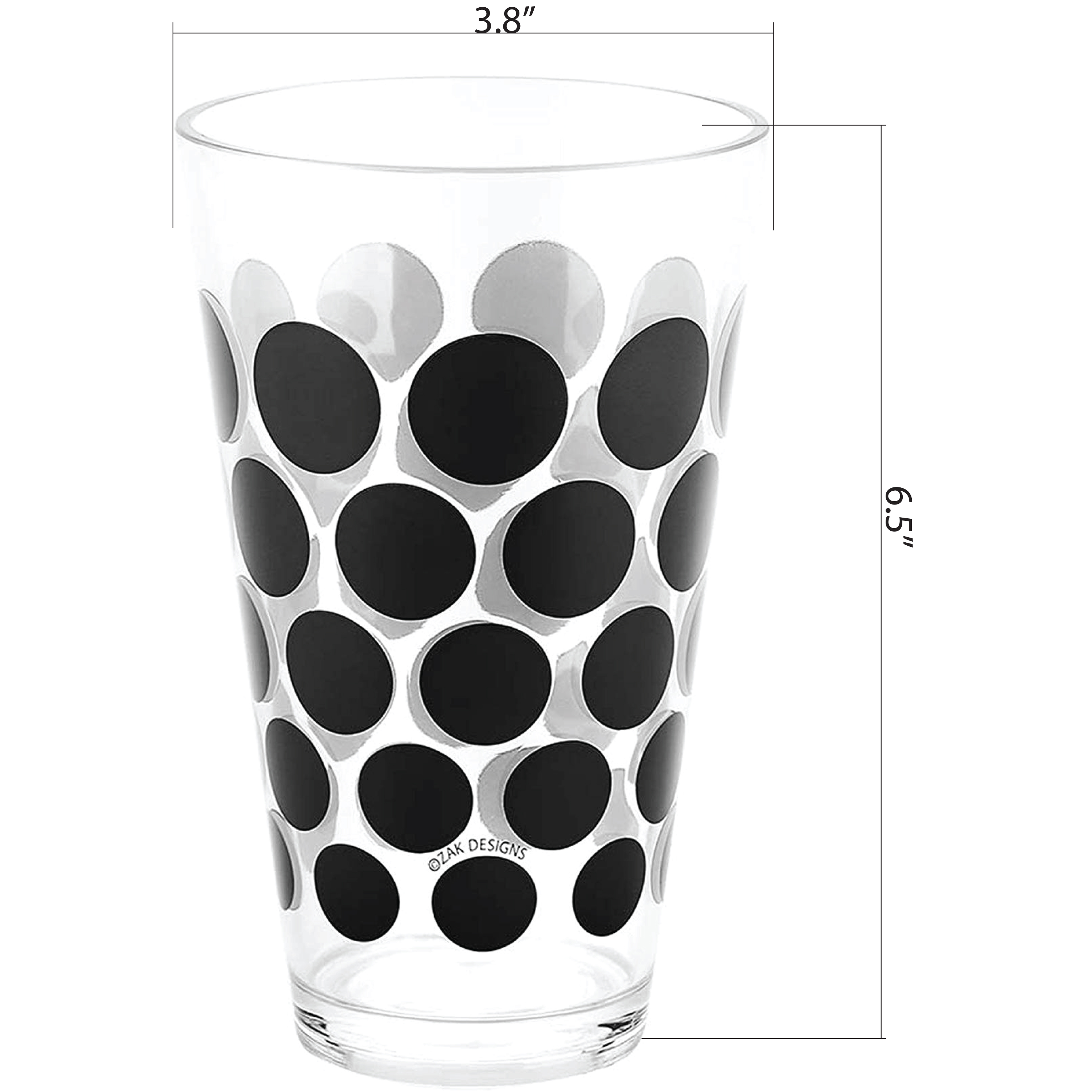 Dot Dot 20 ounce Highball Glass, Black, 6-piece set