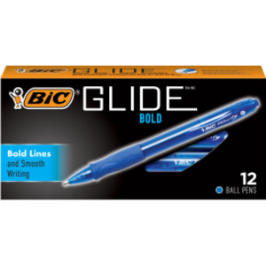 Glide&trade; Bold Retractable Ball Point Pen, Bold Point (1.6mm), Blue, 12-Count
