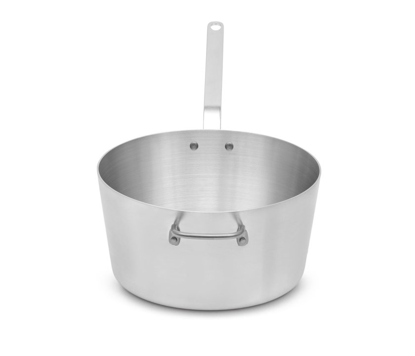 3 ¾-quart Wear-Ever® tapered aluminum saucepan with natural finish and plated handle