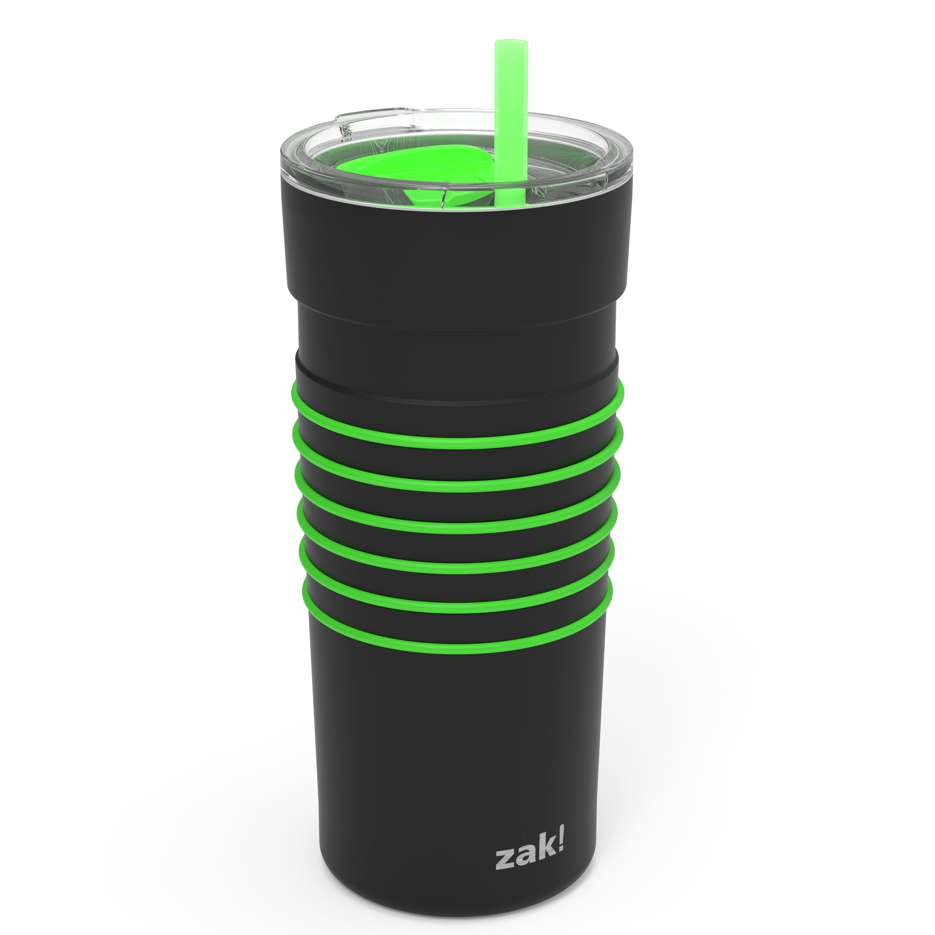 HydraTrak 20 ounce Vacuum Insulated Stainless Steel Tumbler, Black with Green Rings slideshow image 1 HydraTrak 20 ounce Vacuum Insulated Stainless Steel Tumbler, Black with Green Rings slideshow image 1