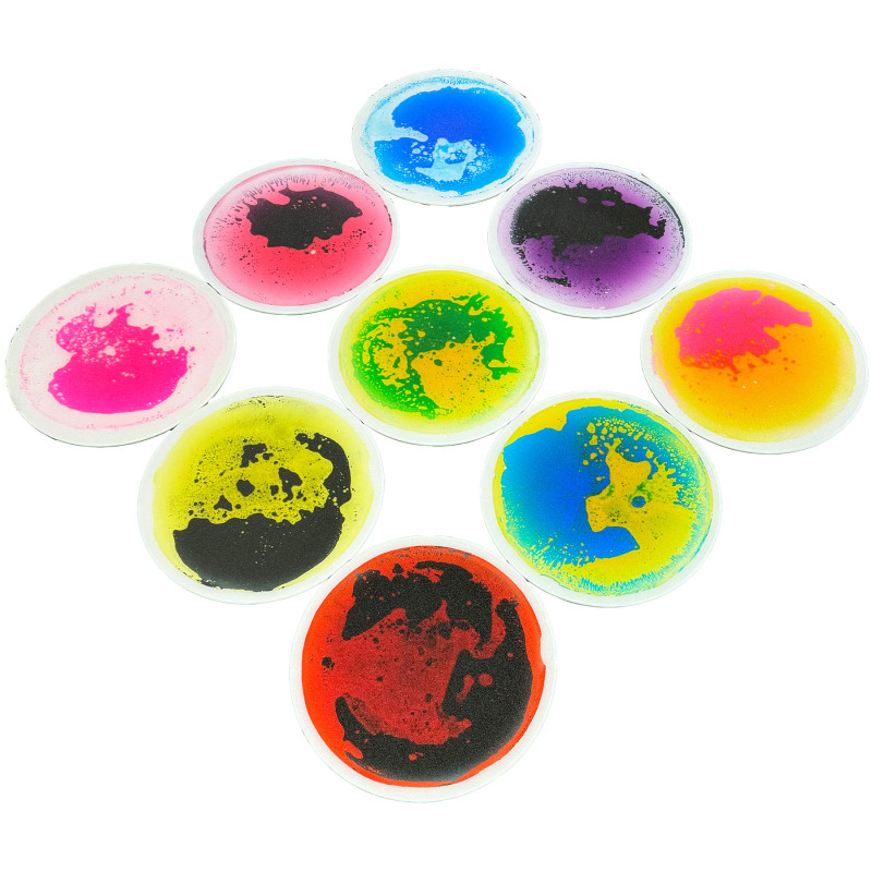 Liquid Floor Tiles, Assorted Colors, Disc, 12", Set of 9