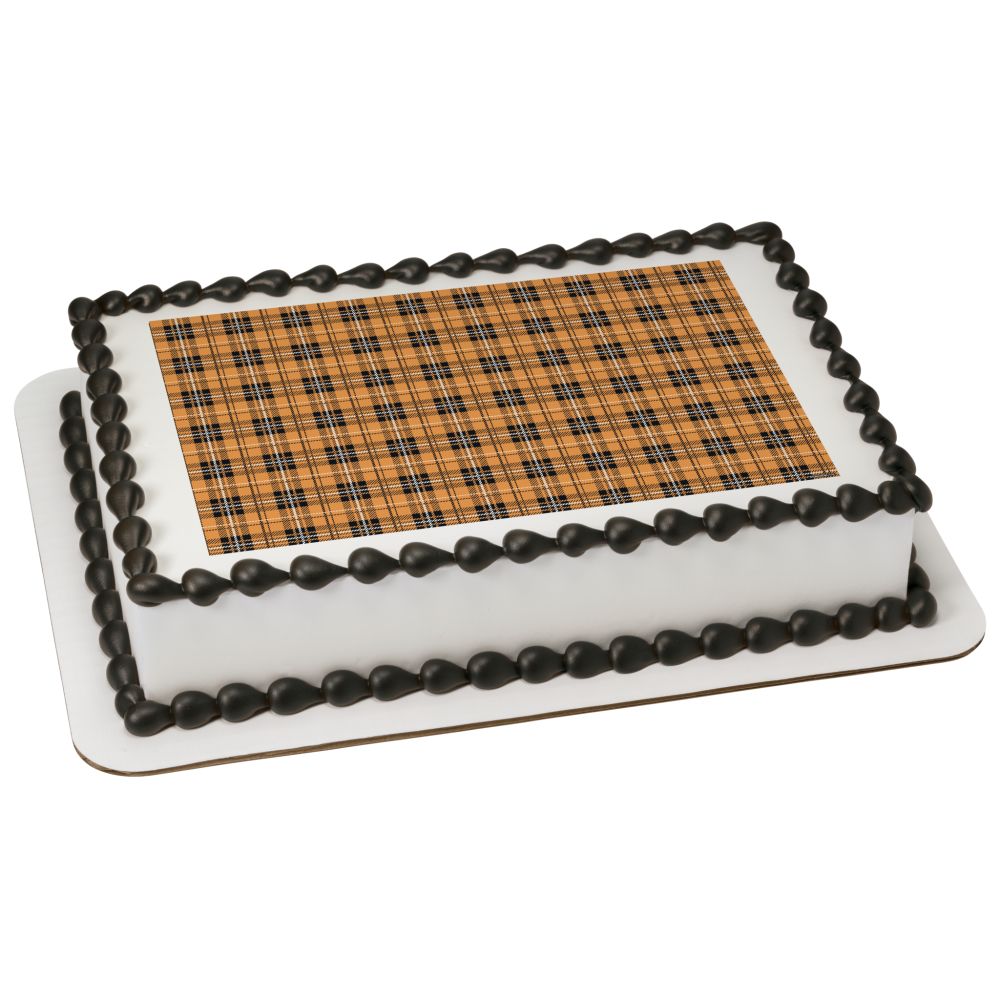Image Cake Orange Plaid Sheet