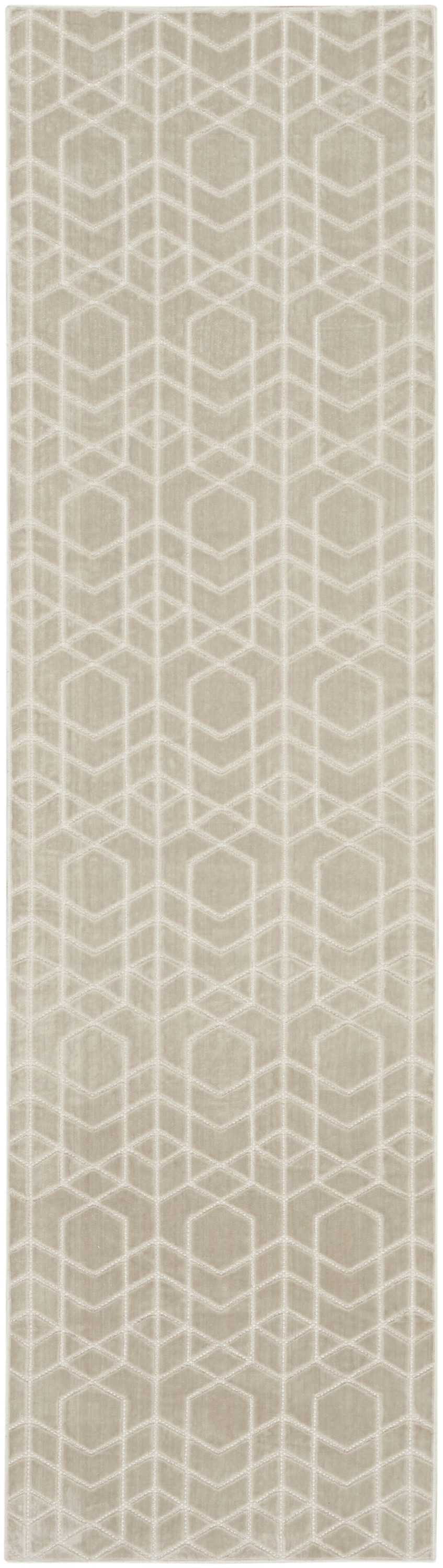 Nourison Washable Charm 2'2" x 10' Silver Ivory Modern Indoor Rug