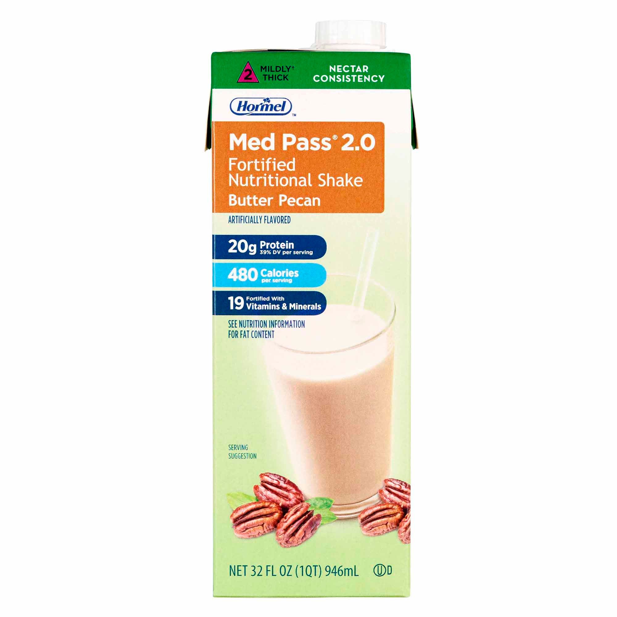 Med Pass® 2.0 Butter Pecan Fortified Nutritional Shake, 32 oz. Carton