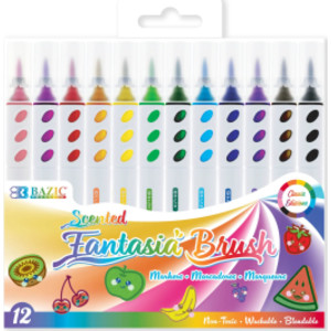 Scented Brush Markers, 12 Assorted Colors