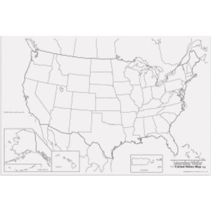 Learning Walls, United States Map, 48" x 72", 1 Piece
