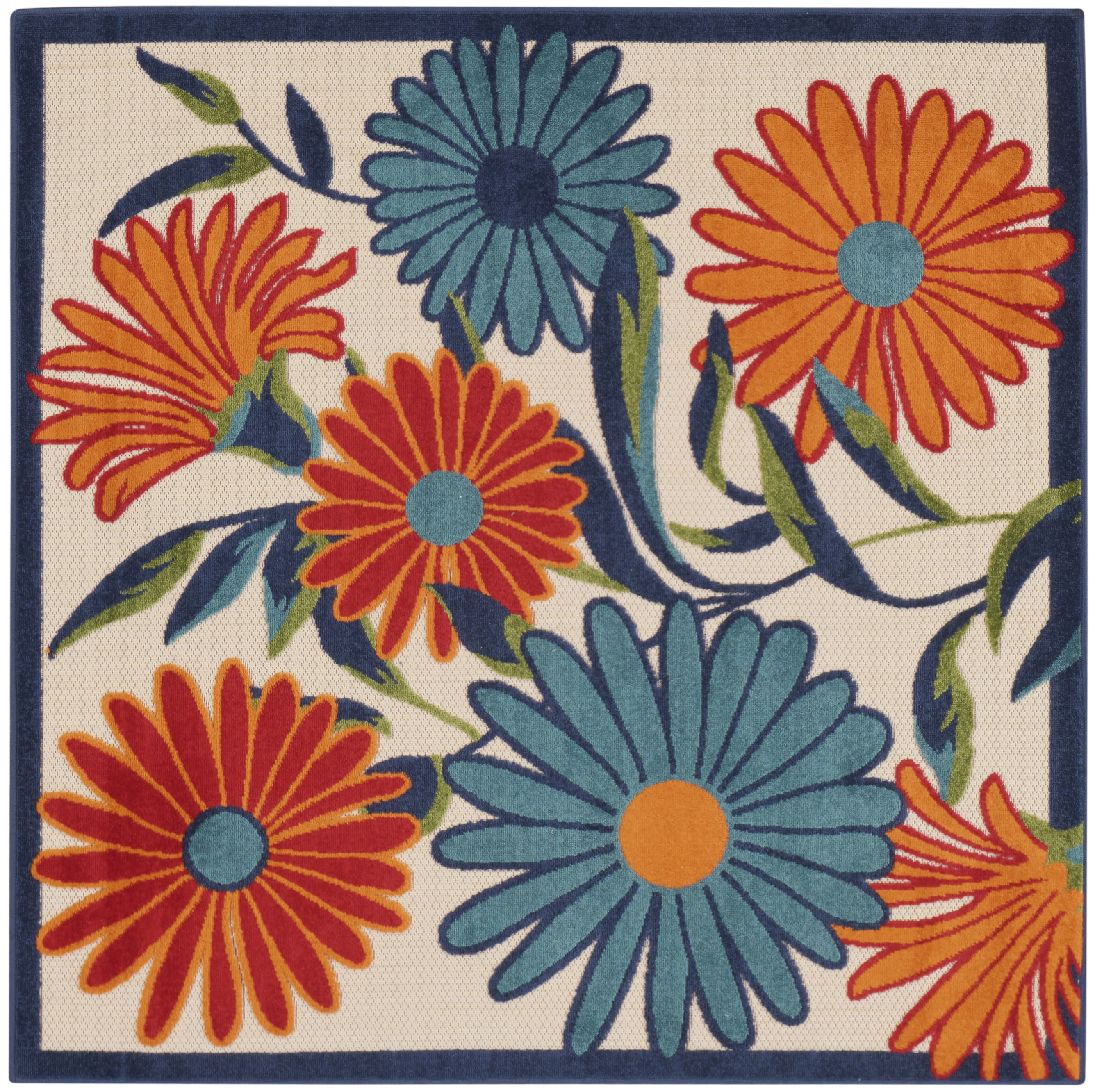 Nourison Aloha 5'3" x Square Multicolor Contemporary Rug