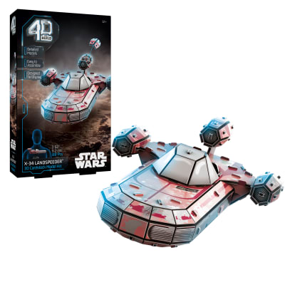 4D Build, Star Wars Luke’s X-34 Landspeeder 3D Puzzle Model Kit with Stand, 88 Pcs, Star Wars Desk Décor, Building Toys, 3D Puzzles for Ages 12 & Up