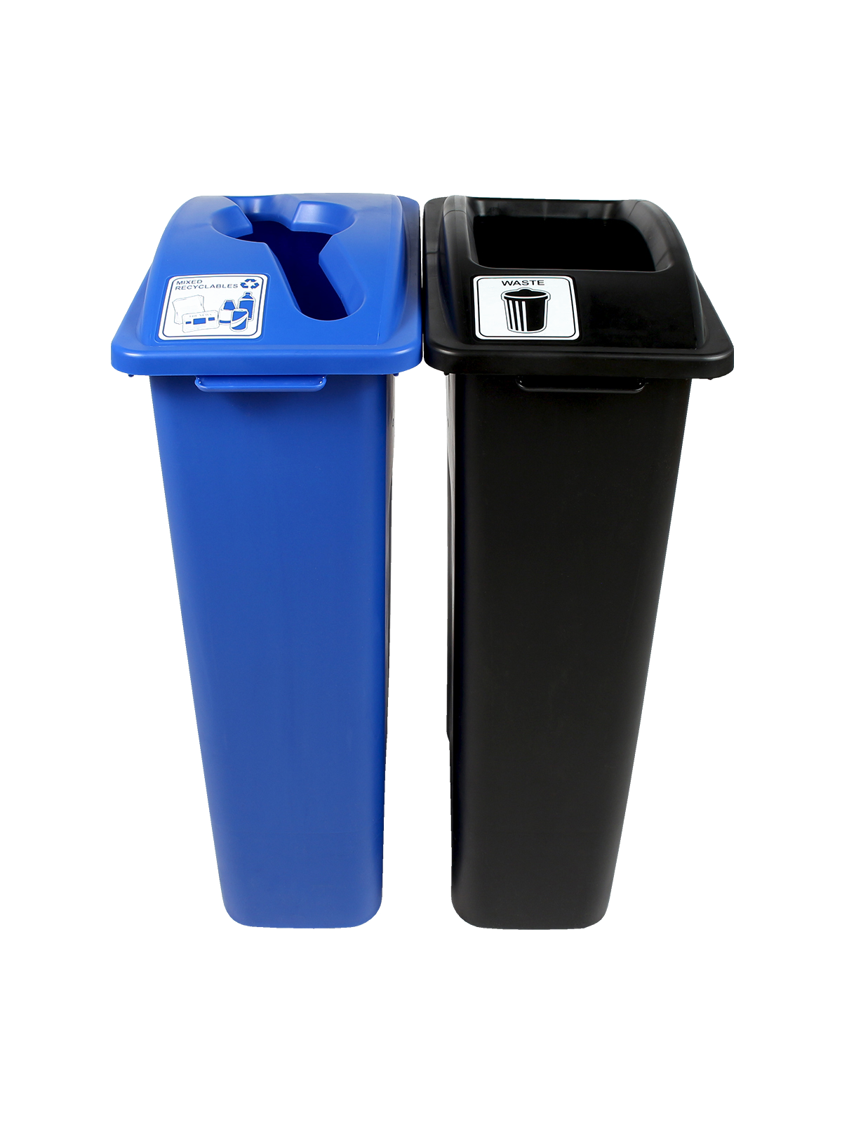 WASTE WATCHER – Double – Kit – Mixed Recyclables-Waste – Mixed-Full – Blue-Black