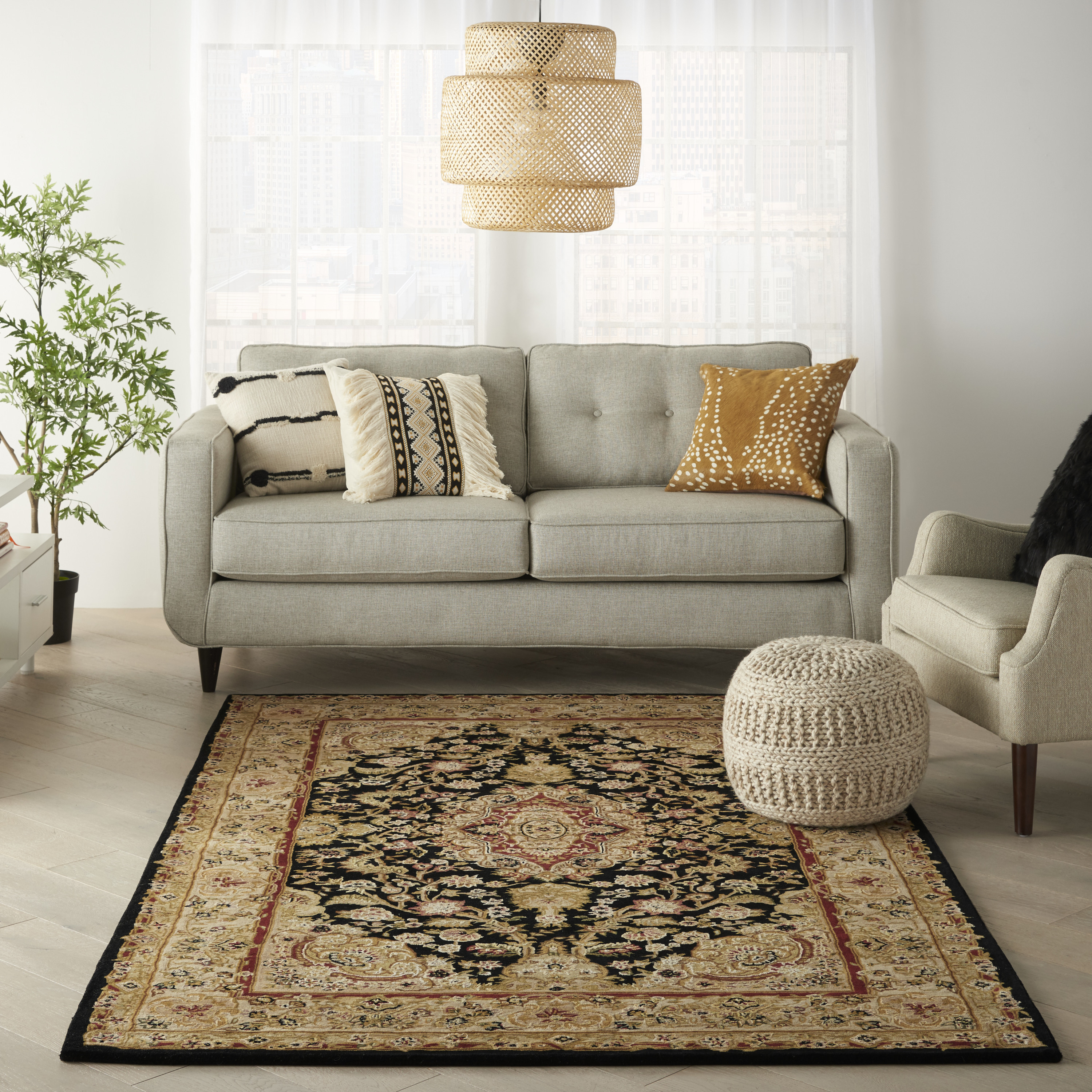 Nourison Nourison 2000 3'9" x 5'9" Black Traditional Indoor Rug