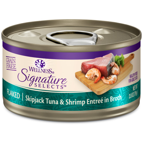 Wellness CORE Signature Selects Flaked Skipjack Tuna & Shrimp in Broth Front packaging