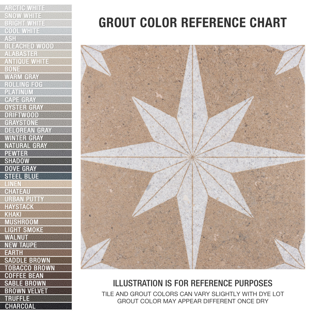 Compass Star Sand Stone 8 in. x 8 in. Porcelain Floor and Wall Tile