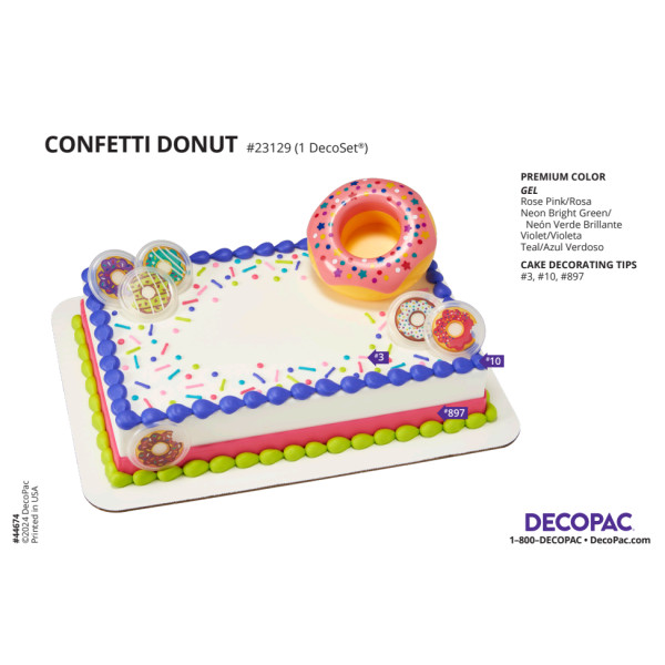 Confetti Donut Cake Decorating Instruction Card