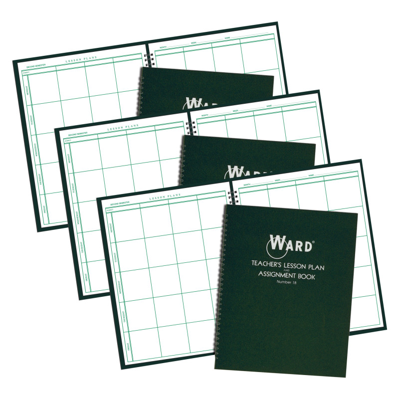 Teacher Lesson Plan/Assignment Book, 8 Period, 44 Weeks, Pack of 3