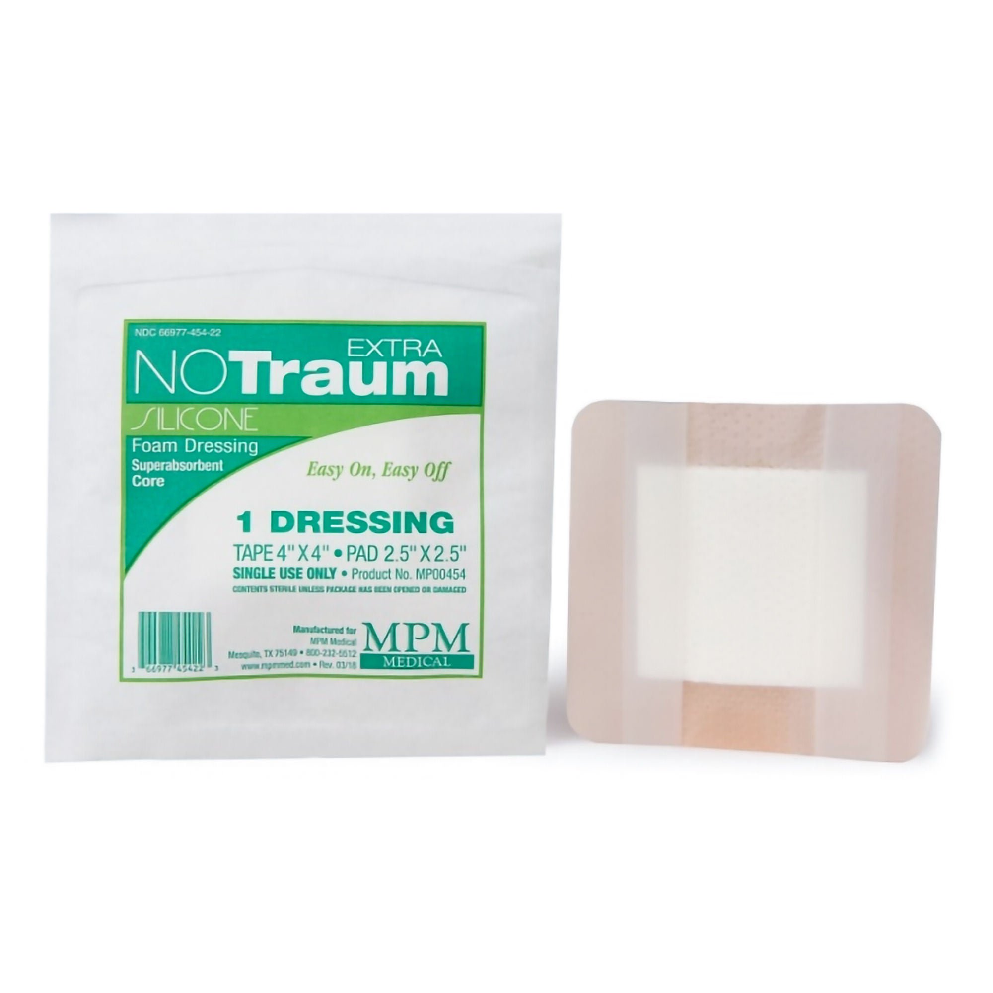 MPM Medical DRESSING, WOUND NOTRAUM EXTRA SILICONE FOAM 4"X4" (10/BG 5BG