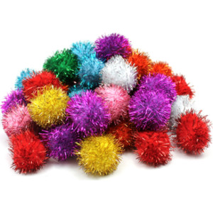 Glitter Pom Pons, Assorted Colors, 1", 40 Pieces