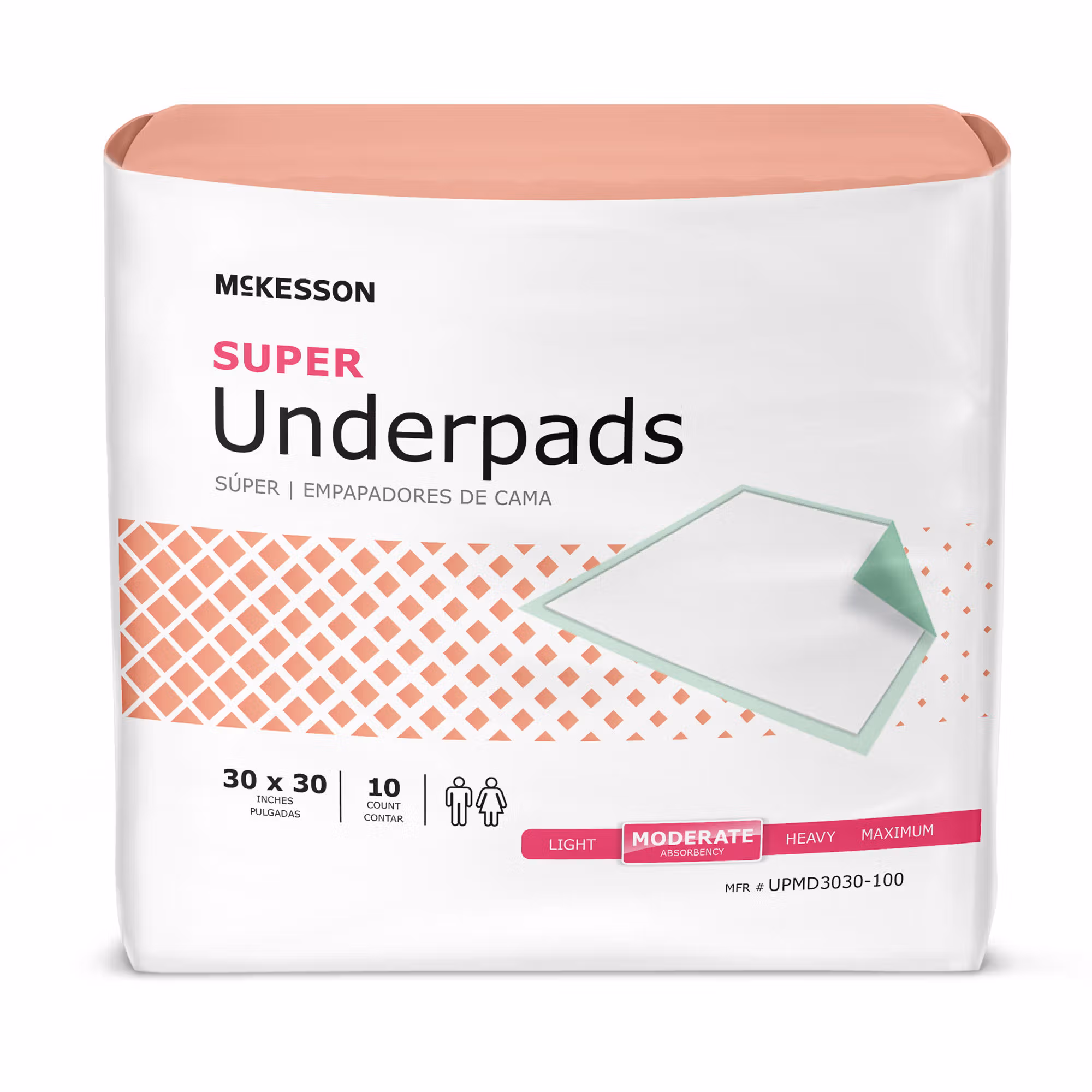 McKesson Super Moderate Absorbency Underpad, 30 x 30 Inch