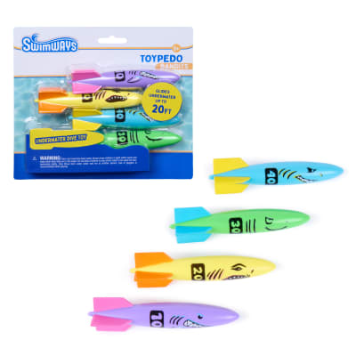SwimWays Toypedo Bandits Dive Toys, Swimming Pool Accessories & Kids Pool Toy 4-Pack, Swimming Aids, Pool Party Favors for Kids Ages 5 & Up