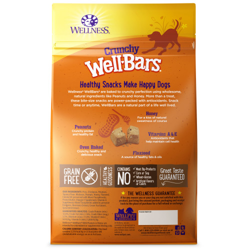 Wellness WellBars Peanuts & Honey back packaging