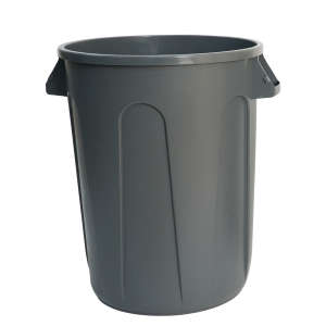 Hillyard, 32gal, Plastic, Gray, Round, Receptacle