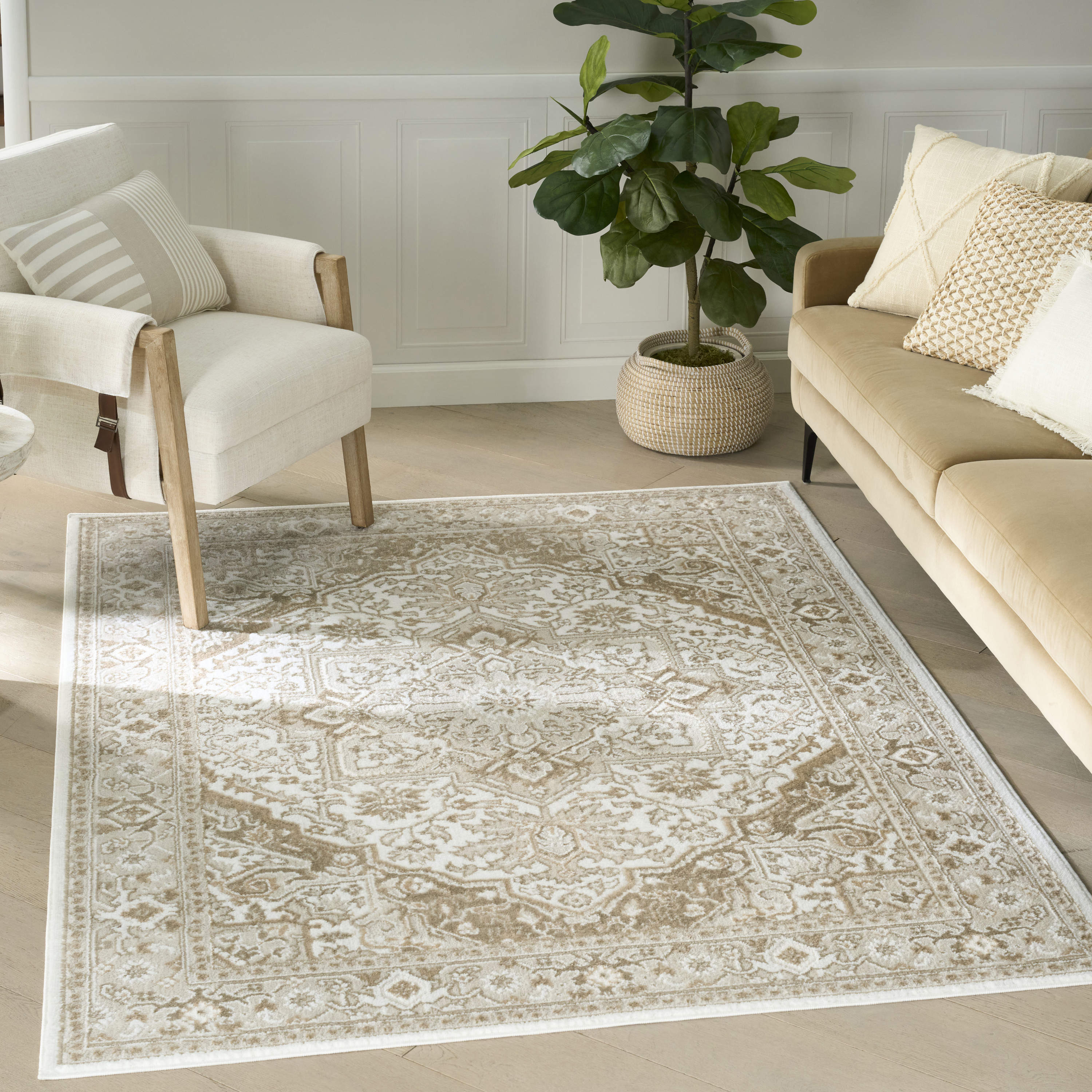 Nourison Dekor 5'3" x 7' Ivory Taupe Vintage Indoor Rug