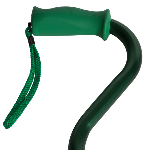 Metallic Green Soft Silicone Handle Offset Adjustable Cane