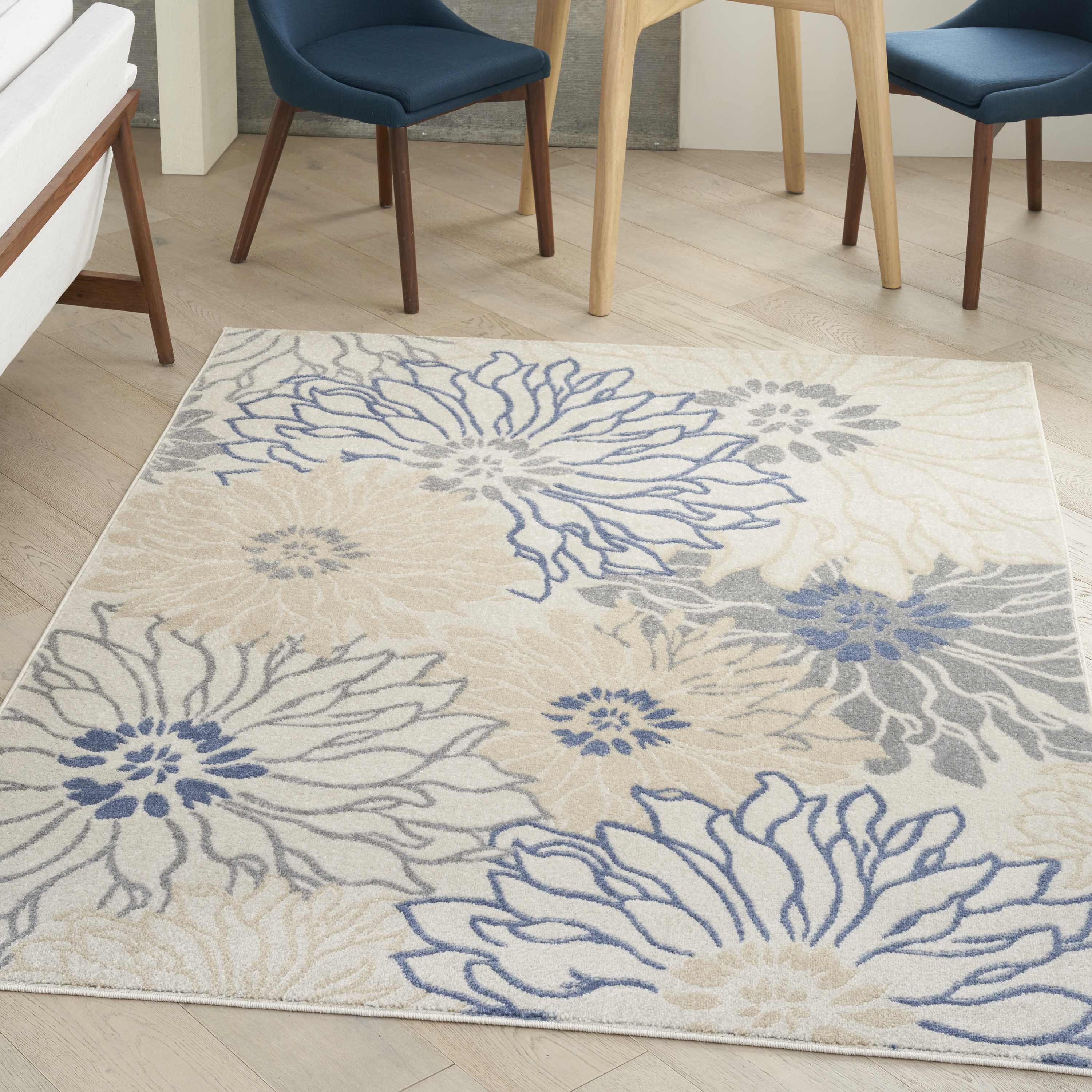 Nourison Passion 5'3" x 7'3" Ivory Grey Blue Contemporary Indoor Rug