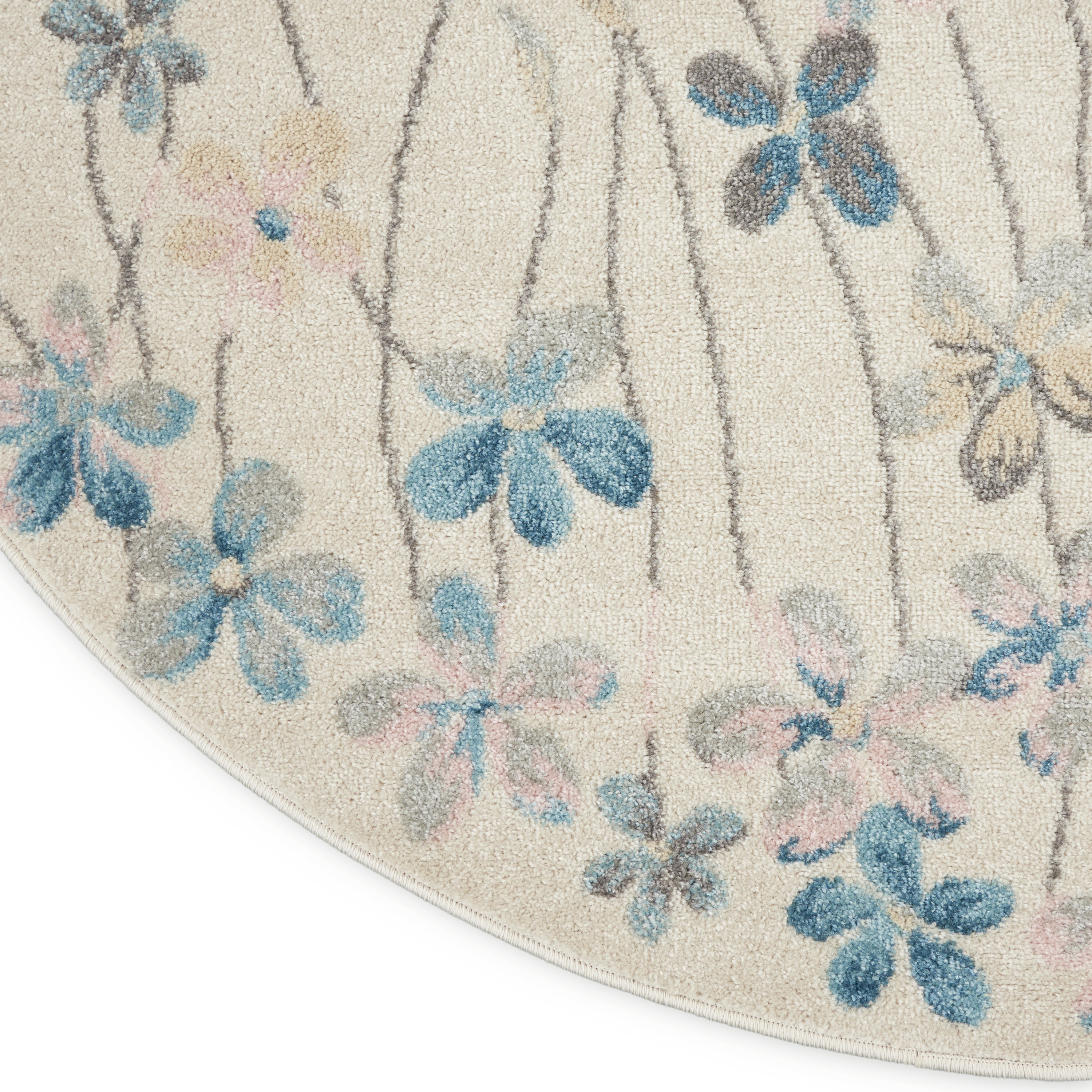 Nourison Tranquil 5'3" x Round Ivory Contemporary Indoor Rug