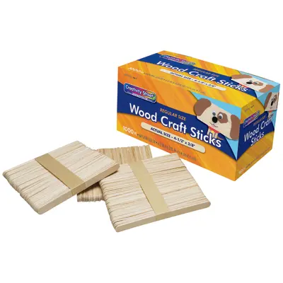 Creativity Street Regular Craft Sticks, Natural, 4-1/2" x 3/8", 1000 Pieces