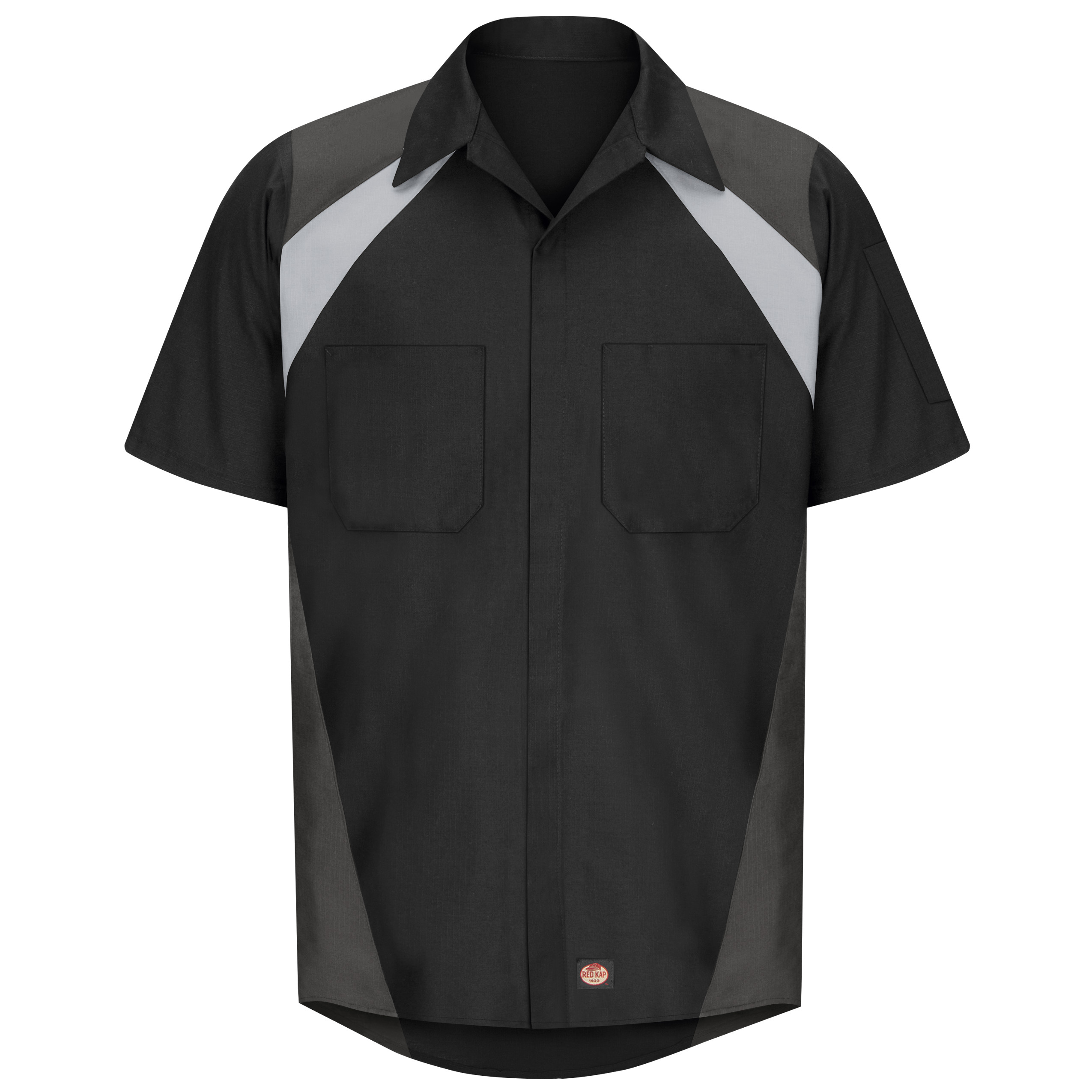 Men‘s Short Sleeve Tri-Color Shop Shirt-Red Kap