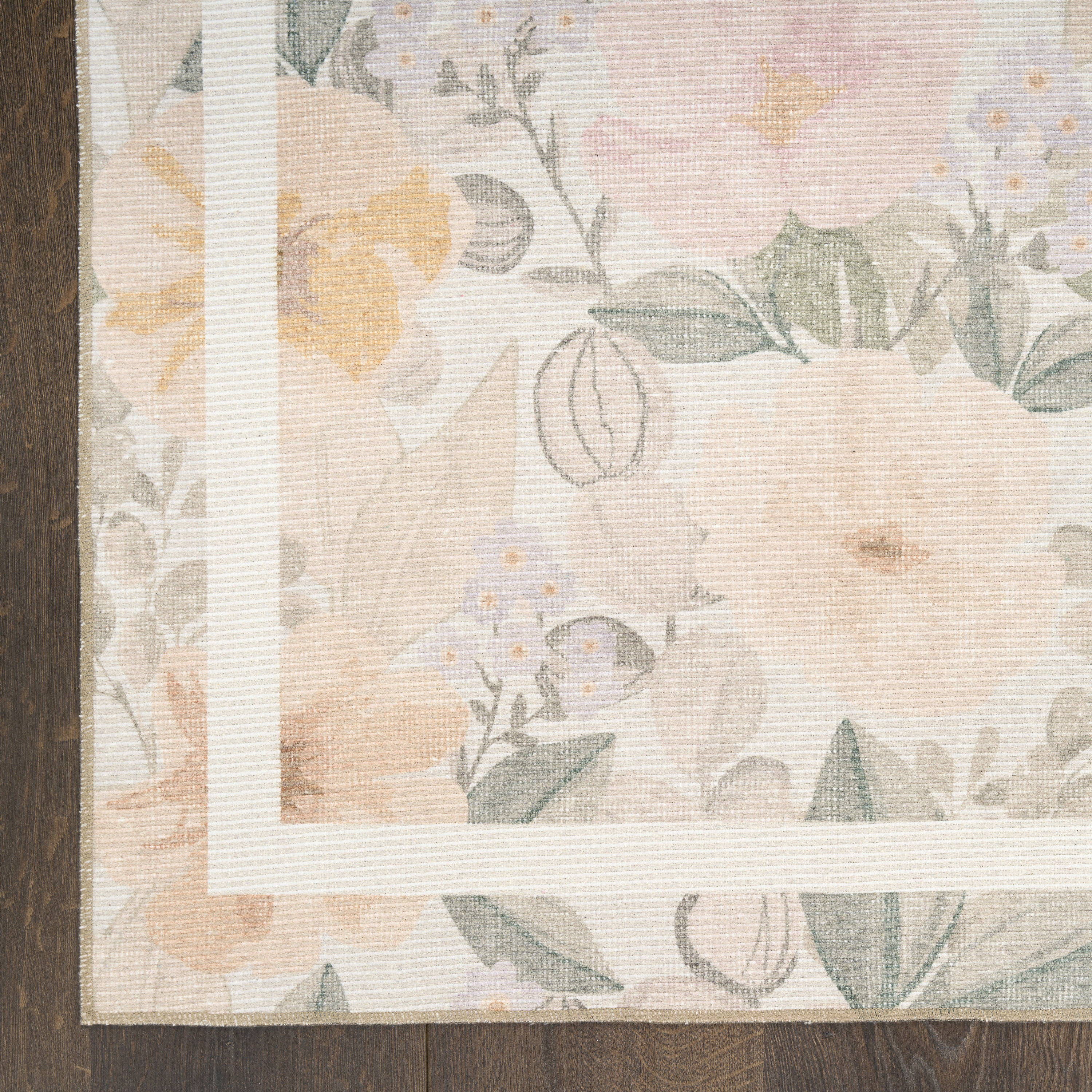 Nourison Botanical Washables 7'6" x 9'10" Beige Multicolor Farmhouse Indoor Rug
