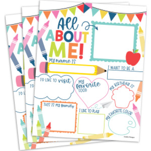 Colorful Star Student Read All About Me Posters, Set of 20