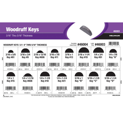 Woodruff Keys Assortment (3/16