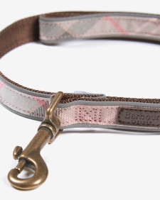 Reflective Tartan Dog Lead Taupe-Pink Tartan