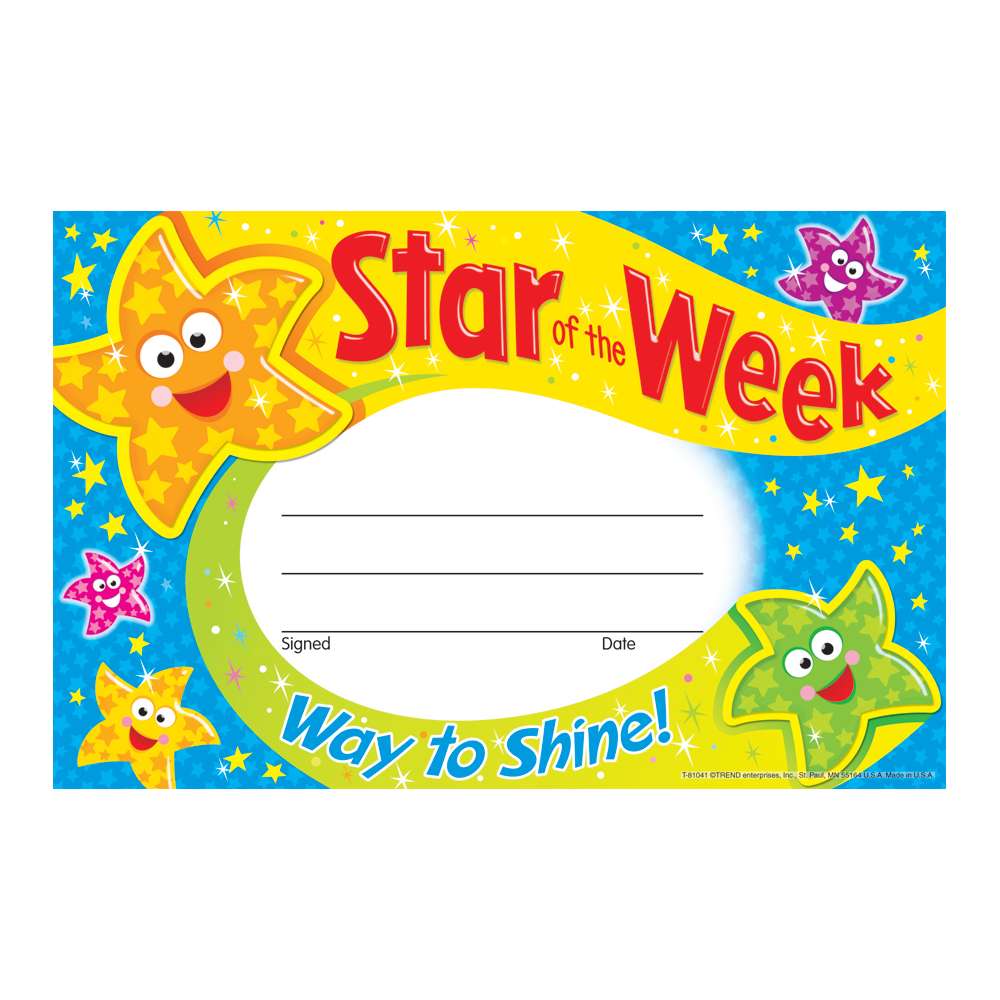 Star of the week. Star of the week Certificate. Star of the week Award. Student of the week Star Certificate. Award Certificate for Kids.