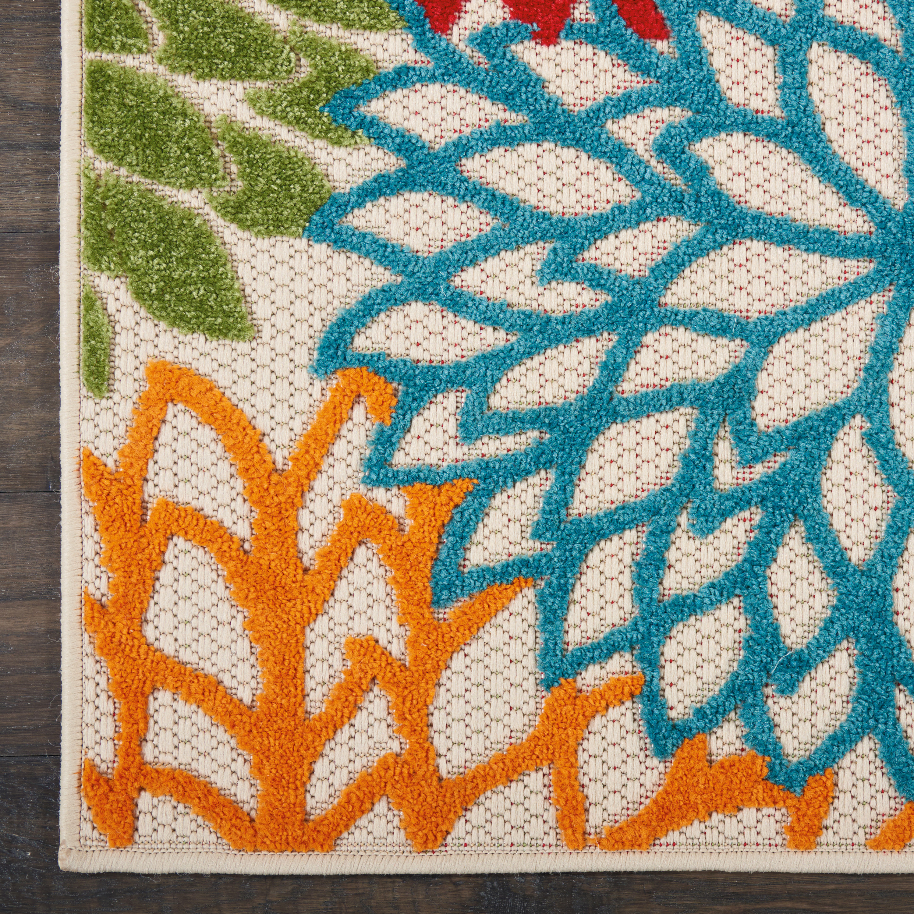 Nourison Aloha 5'3" x Square Green Tropical Rug