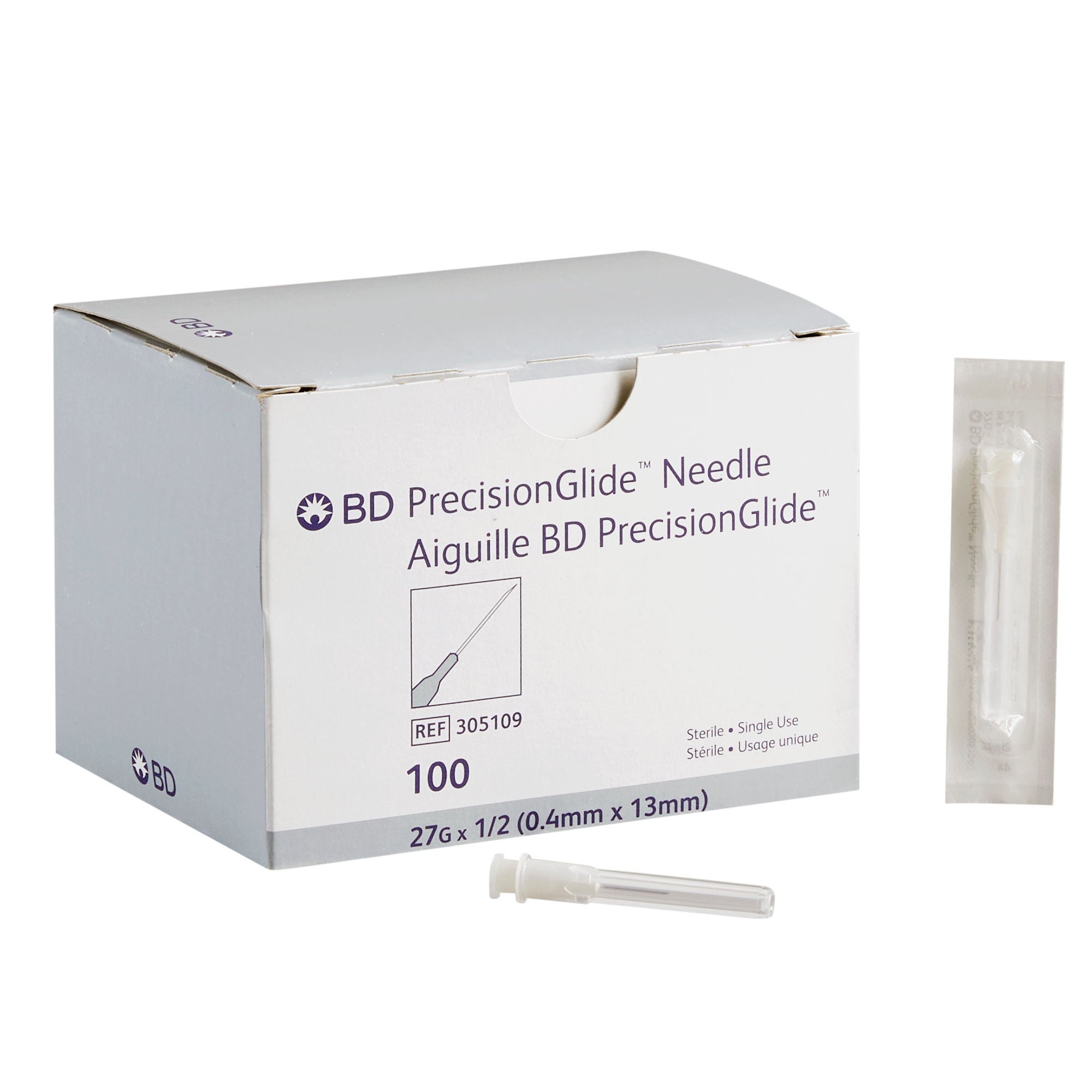 PrecisionGlide™ Hypodermic Needle, 27 Gauge, 1/2 Inch Length