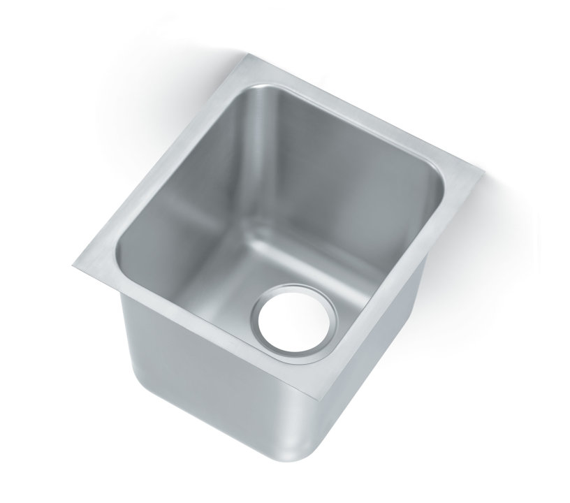 14" x 16" x 12" single-bowl stainless steel weld-in or undermount sink with 3-1/2" drain opening