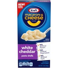 Kraft White Cheddar Macaroni & Cheese Dinner Pasta Shells, 7.3 oz Box